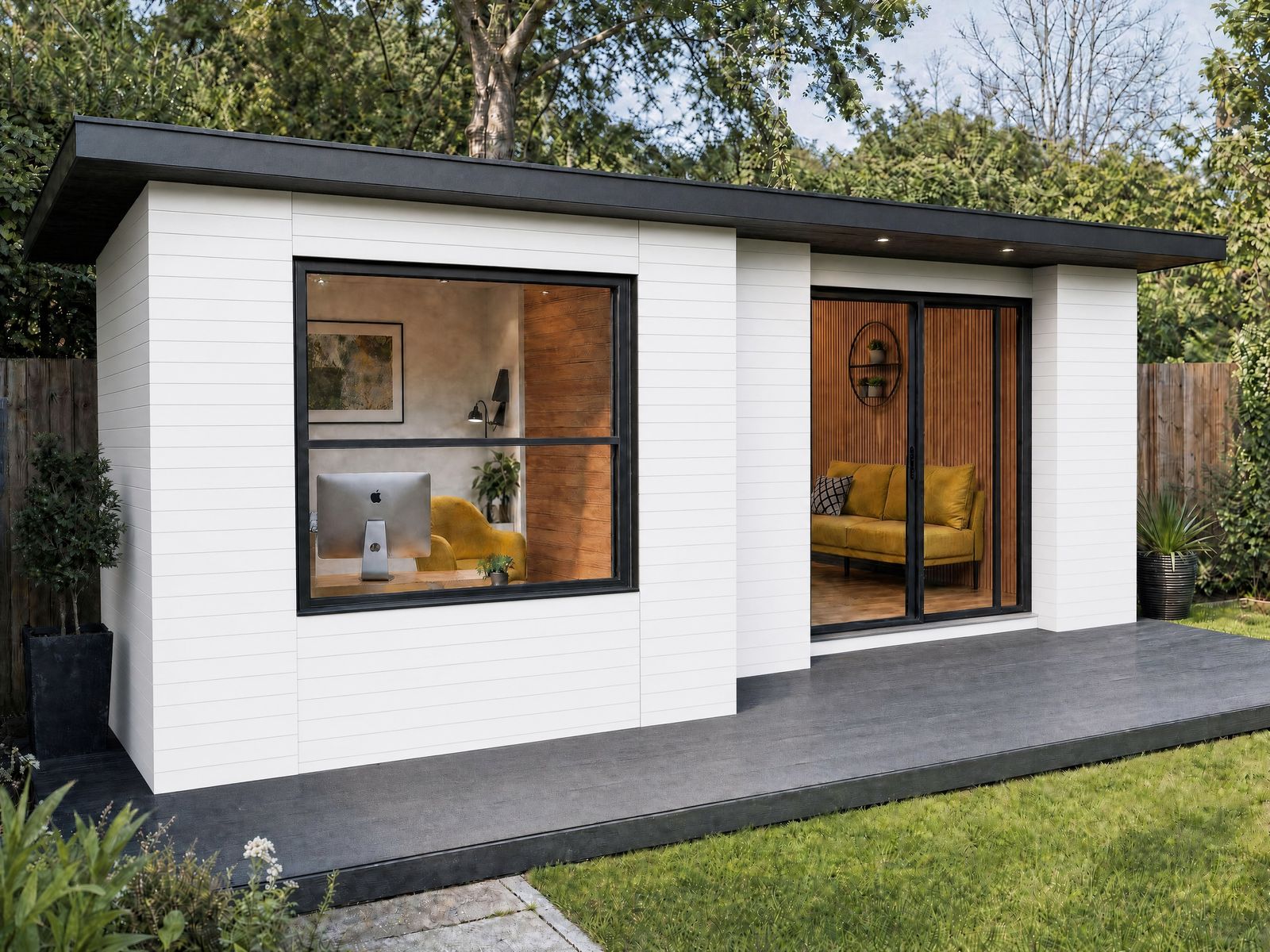 A 25 square metre AirRooms garden room in White Panels.